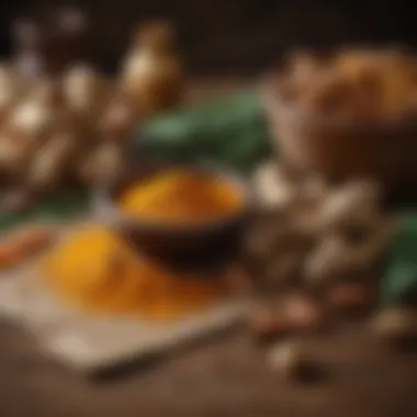 An artistic representation of turmeric and ginger in traditional medicine