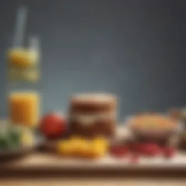 A balanced meal featuring antacid foods
