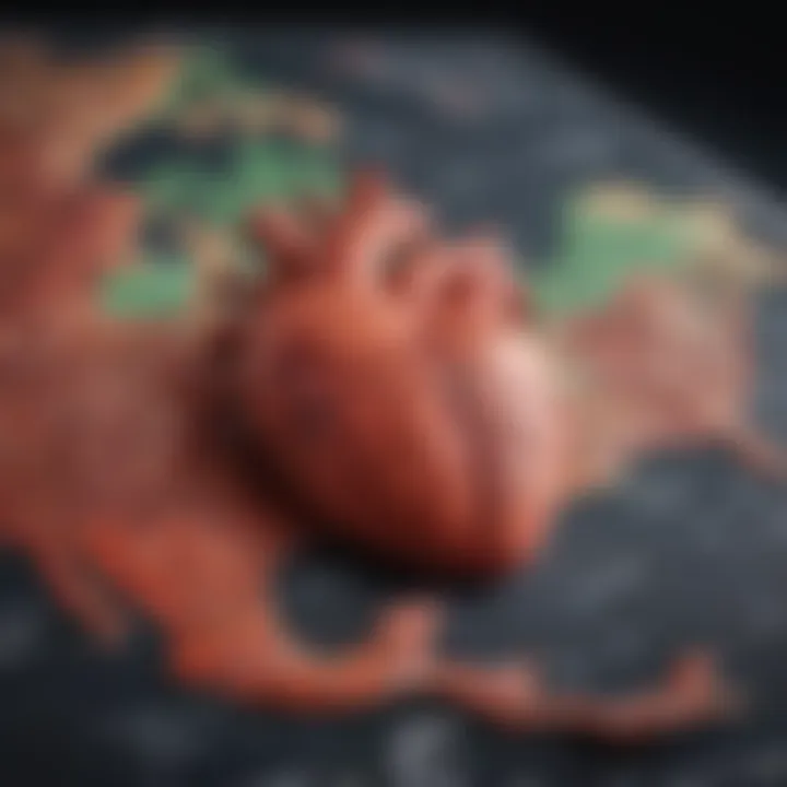 Map highlighting regional variations in cardiovascular disease statistics
