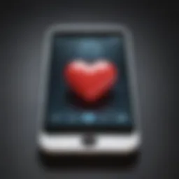 An artistic representation of a cell phone with a heart symbol