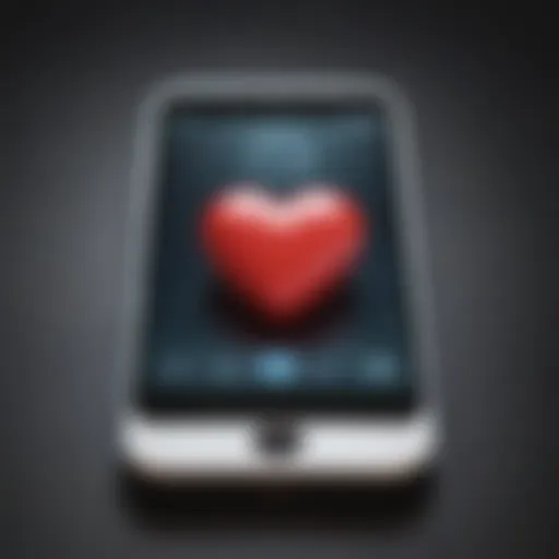 An artistic representation of a cell phone with a heart symbol