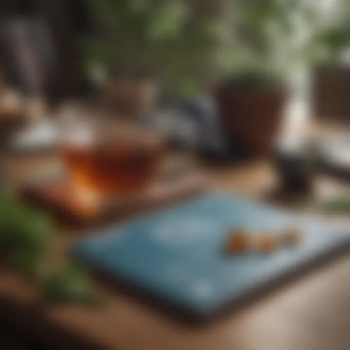 A collection of wellness tools such as journals, herbal tea, and yoga mats, illustrating holistic approaches to management.