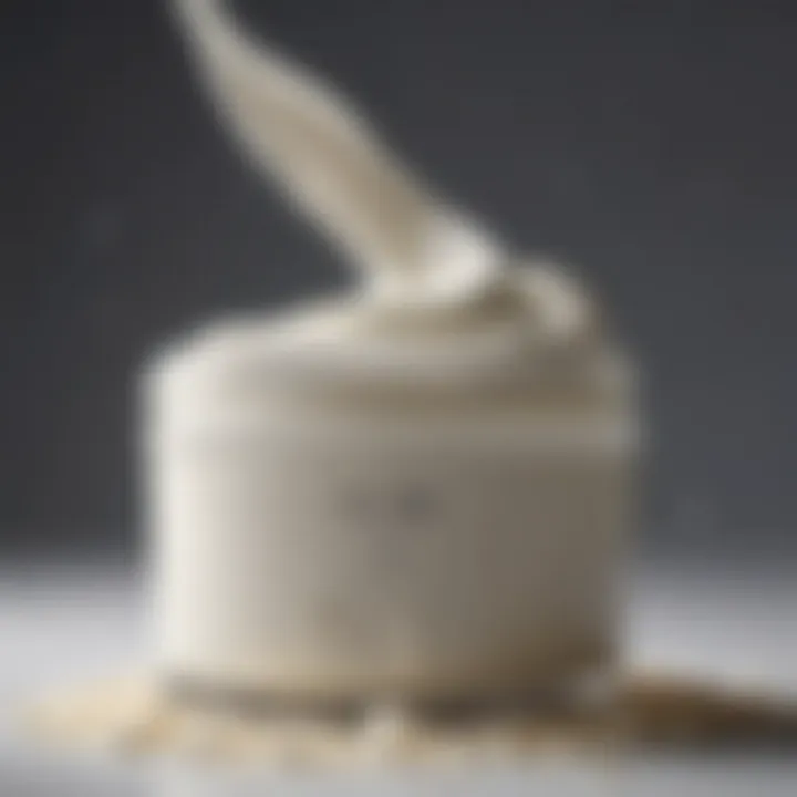 Close-up of calcium cream ingredients