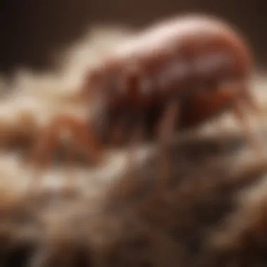 Close-up of a chigger on a dog fur