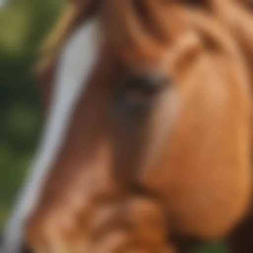 A horse showing symptoms of allergies in a pasture