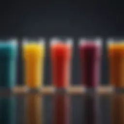 Colorful array of nutritious liquid options