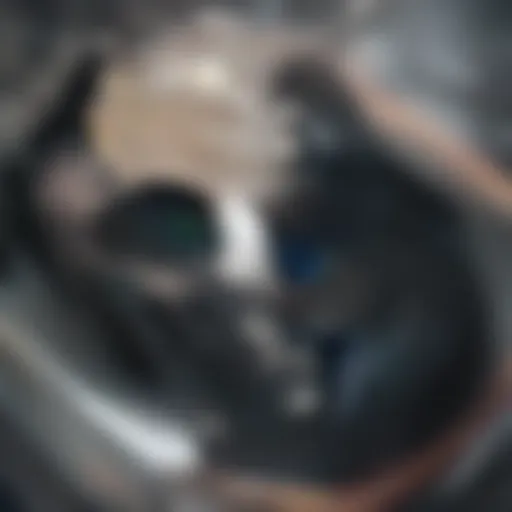 Detailed view of brake pads and rotors