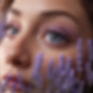 An abstract representation of lavender's calming effects on the mind and body.