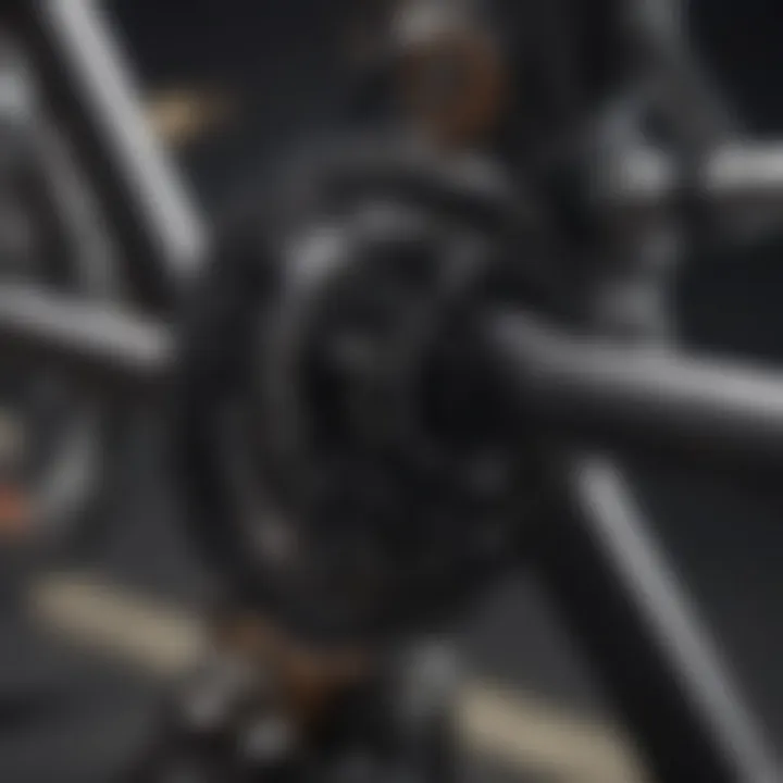 Close-up view of the ergometer arm bike's resistance mechanism.