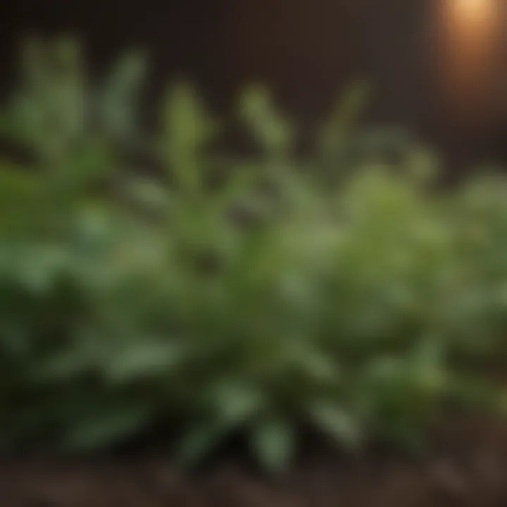 A close-up of a specific herb with key constituents highlighted