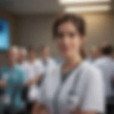 Nurse attending a seminar on healthcare trends