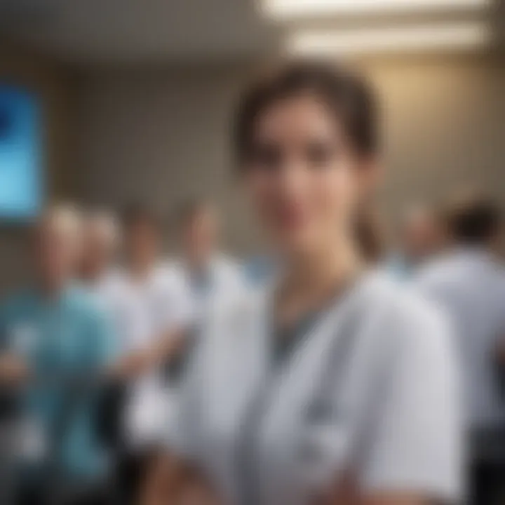 Nurse attending a seminar on healthcare trends