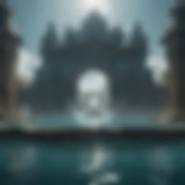 Artistic Vision of Atlantis An artistic interpretation of the lost city of Atlantis surrounded by water.