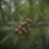 A close-up view of Saw Palmetto berries on a branch in nature.