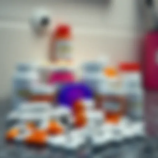 Diverse Medications for Shoulder Pain Relief An array of medications for shoulder pain on a countertop