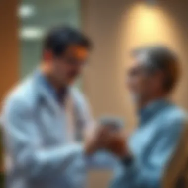 Consultation on Shoulder Pain Medications A healthcare professional discussing medication options with a patient