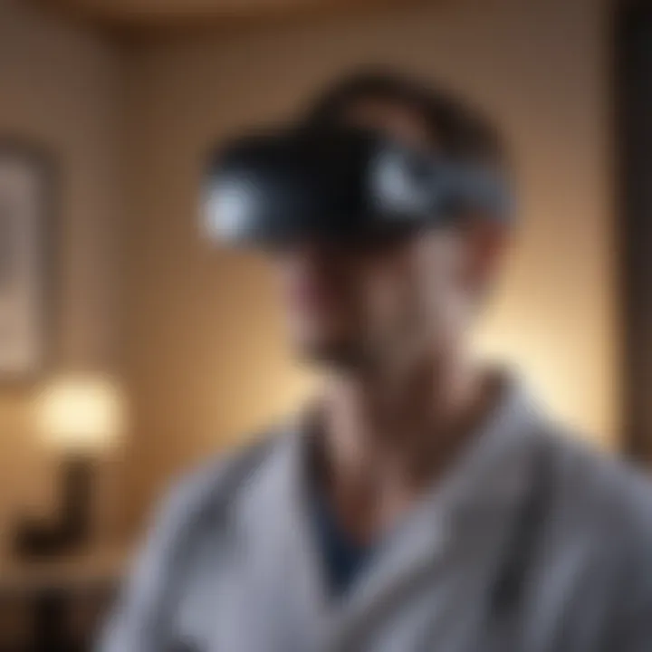 Healthcare professional using virtual reality for patient treatment
