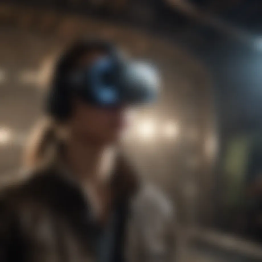 User immersed in a virtual reality landscape