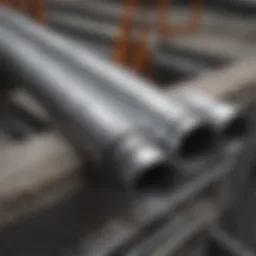 Galvanised conduit in a construction setting