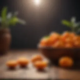Fresh kumquats on a wooden surface