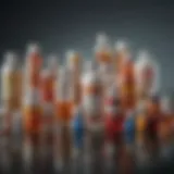 An assortment of medication bottles indicating various treatment options.