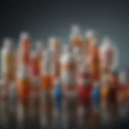 An assortment of medication bottles indicating various treatment options.