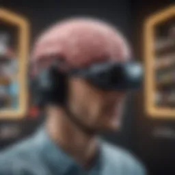 A brain immersed in a virtual reality landscape, showcasing the connection between psychology and gaming.