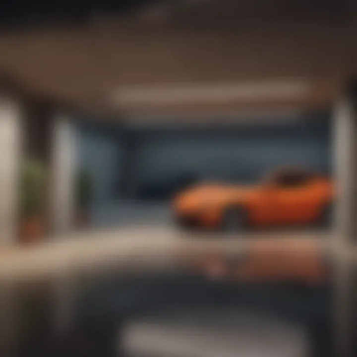A modern subterranean garage integrated within a luxury residence