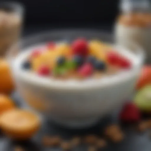 A vibrant bowl of probiotic yogurt topped with fresh fruits and nuts