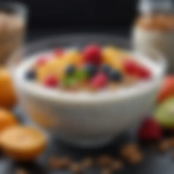 A vibrant bowl of probiotic yogurt topped with fresh fruits and nuts