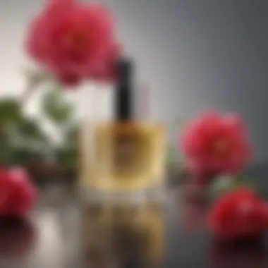 Artistic arrangement of skincare products infused with camellia seed oil