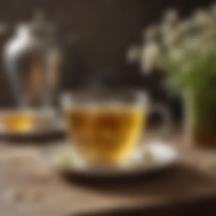 A tranquil scene with a person enjoying a cup of chamomile tea