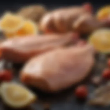 An array of lean proteins like chicken and fish