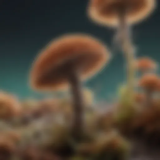 Close-up of fungal spores under a microscope