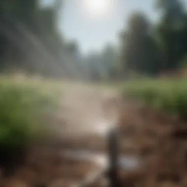 Efficient Water Distribution with High Volume Sprinklers An advanced high volume irrigation sprinkler system in action