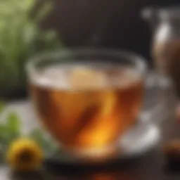 Close up of soothing herbal tea with honey