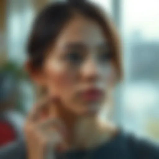 Close-up of a woman contemplating her health