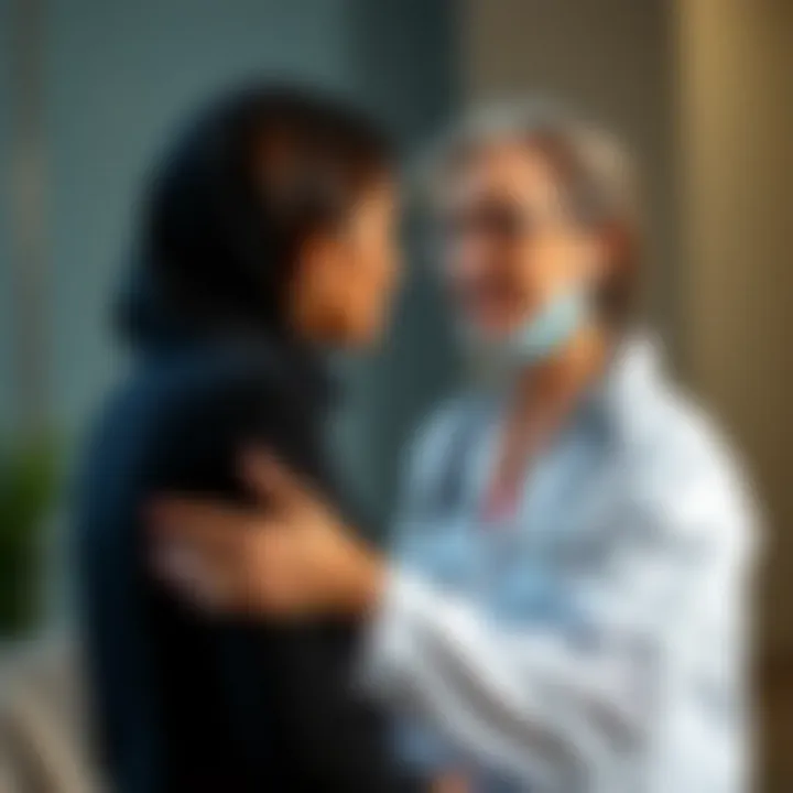 Consultation between a woman and a healthcare professional