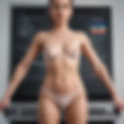 Detailed view of a body composition analysis machine showing its display.