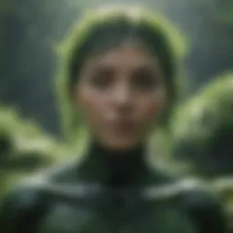 Vibrant green algae thriving in natural water