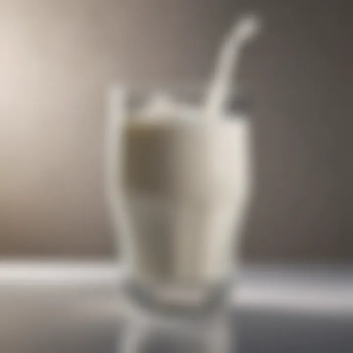 A close-up view of a glass of fresh milk, highlighting its creamy texture and nutritional benefits.