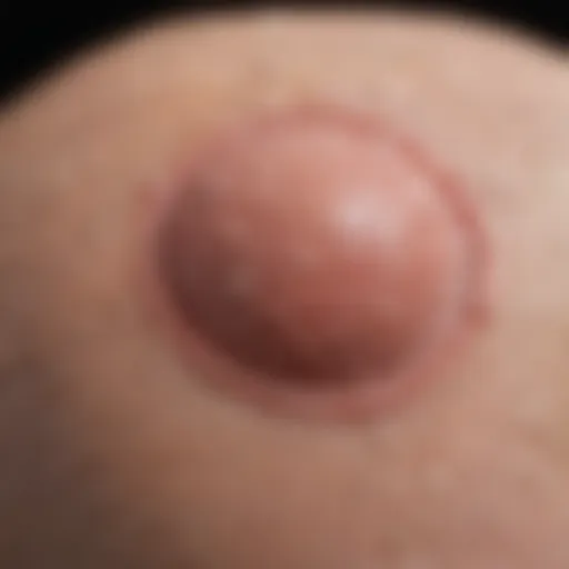 Close-up view of molluscum contagiosum lesions on skin