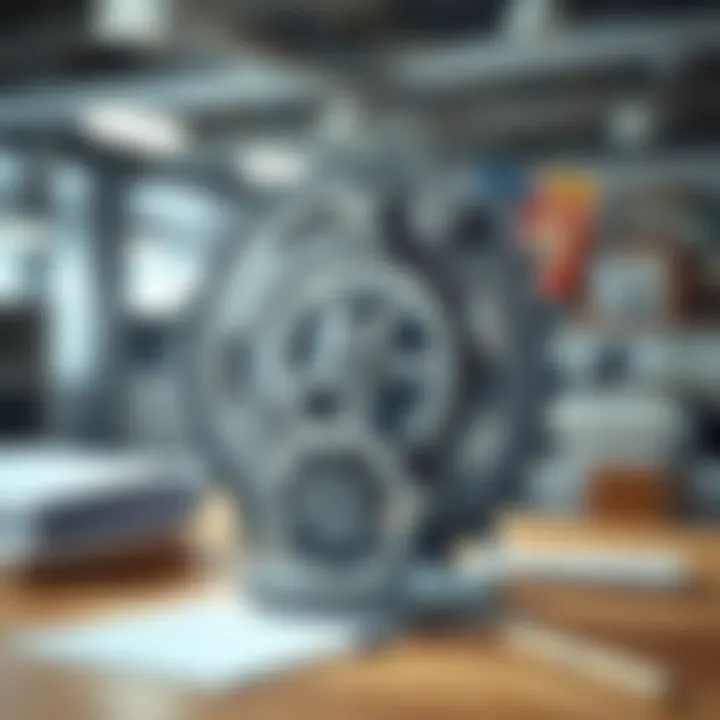 Public Policy Development Mechanism A symbolic representation of public policy development with gears and documents