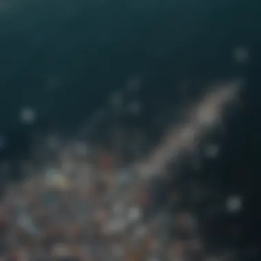 Aerial Perspective of Plastic Pollution in the Pacific Aerial view of plastic pollution on the ocean surface