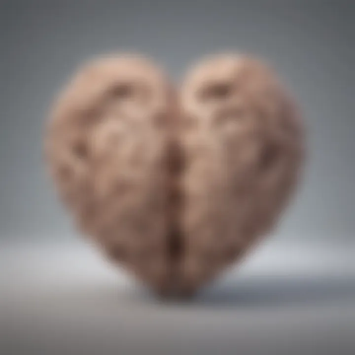 A conceptual visualization of psychological support symbols, like a heart and a brain intertwined.