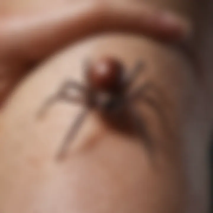 Clinical image showcasing symptoms of a recluse spider bite on skin