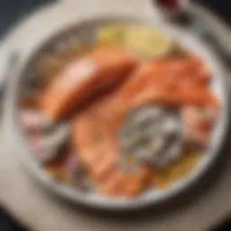 Nutrient-rich seafood platter featuring salmon and mackerel
