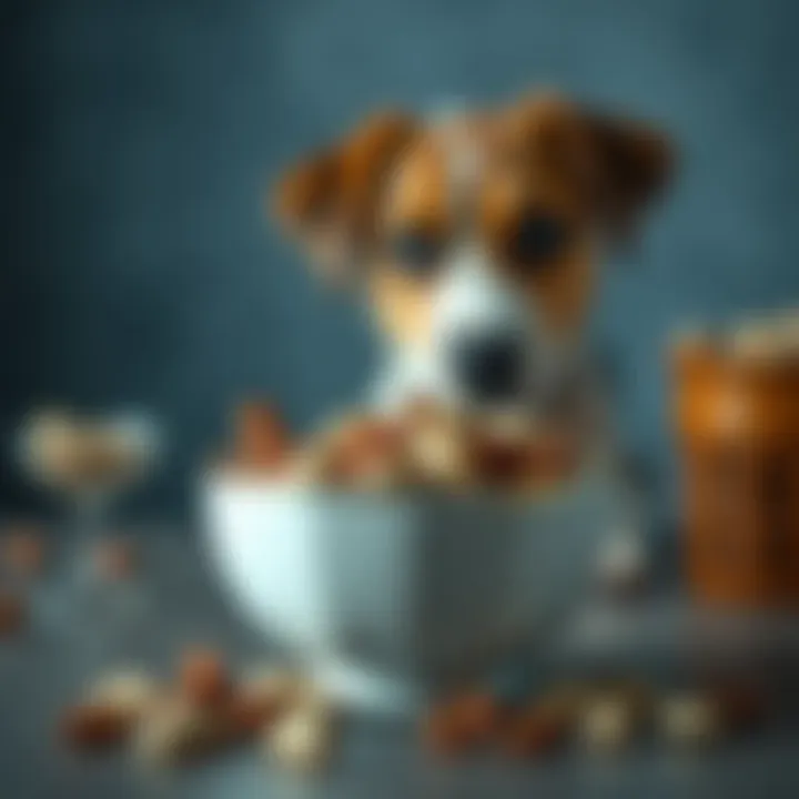 Dietary Choices for Supporting Tracheal Health A bowl filled with nutritious dog food aimed at promoting tracheal health