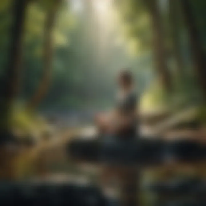 A serene setting depicting mindfulness practices that benefit gut health.