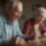 Elderly couple discussing medication options